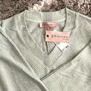 Philosophy mint green V neck Tee